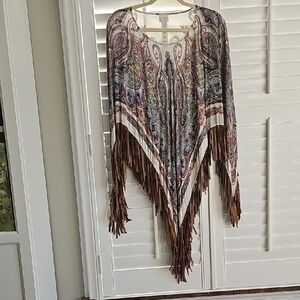 Chico's Cream Paisley Poncho